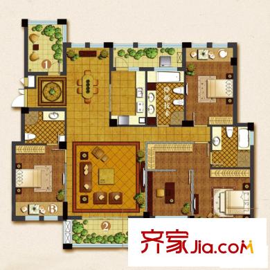 布利杰城南公館 4室2廳3衛(wèi)1廚 戶型圖
