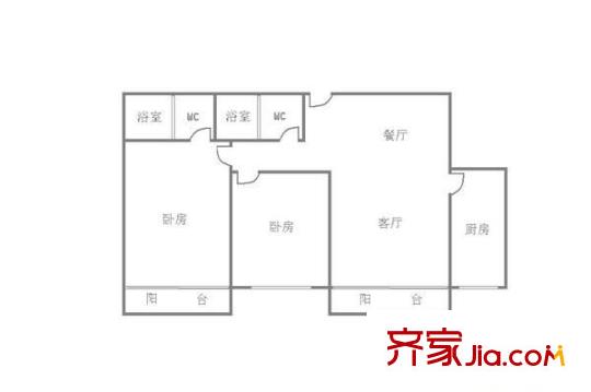 康丽居户型图2室2厅 户型图 2室2厅2卫1厨