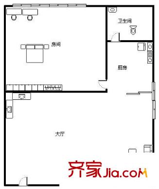 康丽居户型图1室1厅户型图 1室1厅1卫1厨