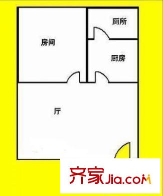 医国街社区户型图1室1厅户型图 1室1厅1卫1厨