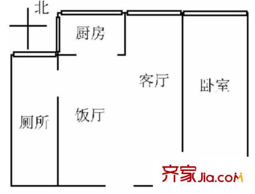 越秀大南路小区户型图1室2厅户型图 1室2厅1卫1厨