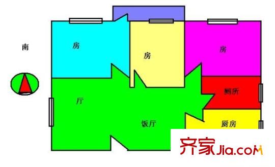 署前路大院户型图3室2厅户型图 3室2厅1卫1厨