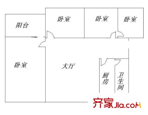 署前路大院户型图4室1厅户型图 4室1厅1卫1厨