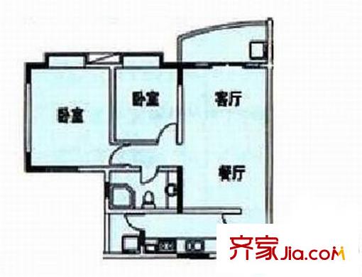 恒业大厦户型图2室2厅户型图 2室2厅1卫1厨