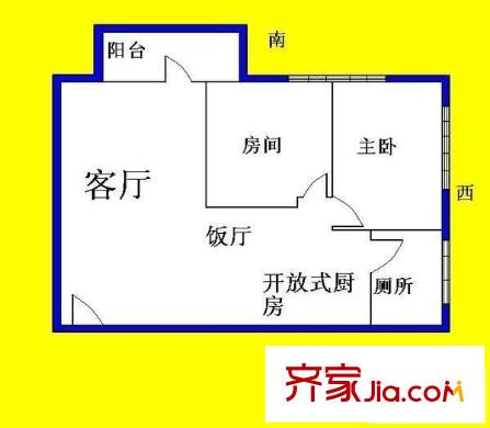 诗书路大院户型图2室2厅户型图 2室2厅1卫1厨