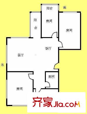 诗书路大院户型图3室2厅户型图 3室2厅1卫1厨