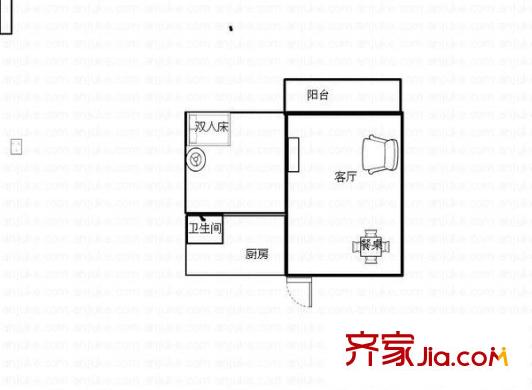 鑫润花园(番禺)户型图鑫润花园领会写字楼 1室 户型图 1室1厅1卫1厨