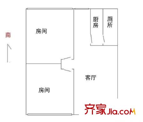 淘金东路小区 2室 户型图