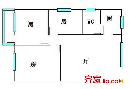 淘金东路小区 3室 户型图