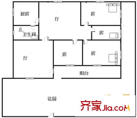 寺贝新街大院户型图4室2厅 户型图 4室2厅1卫1厨