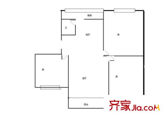 青菜东街小区户型图3室2厅户型图 3室2厅1卫1厨