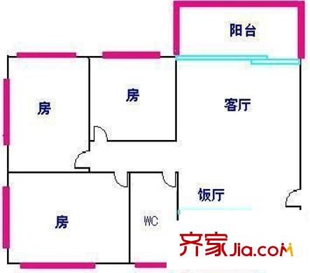 青菜东街小区户型图3室2厅户型图 3室2厅1卫1厨