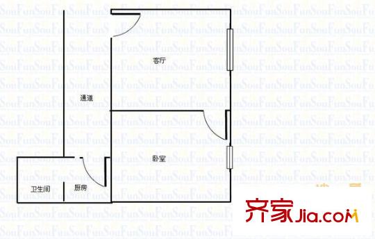 青菜东街小区户型图1室1厅户型图 1室1厅1卫1厨