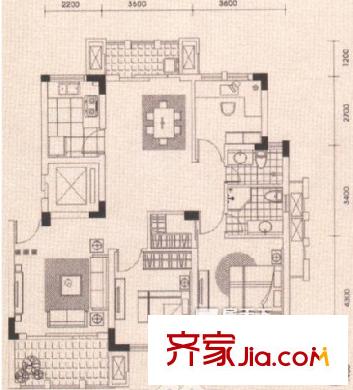 格蘭春天二期 3室1廳1衛(wèi)1廚 戶型圖