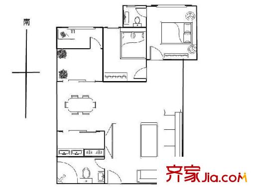 淘金大厦三房户型图