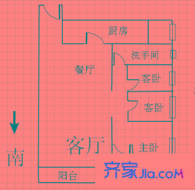 光大花园和榕风景(F区)户型图3室2厅户型图 3室2厅2卫1厨