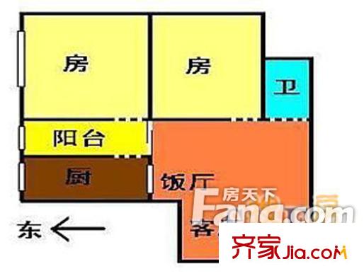 广怡大厦户型图2室2厅户型图 2室2厅1卫1厨