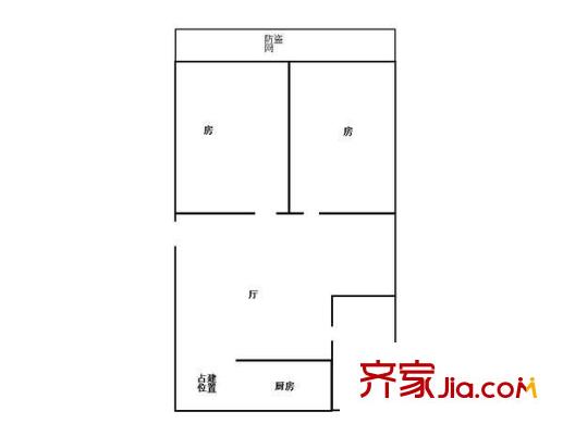 昌岗中路102号大院户型图2室1厅户型图 2室1厅1卫1厨