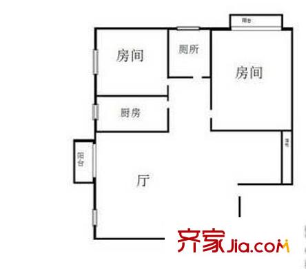 联发名阁户型图2室1厅 户型图 2室1厅1卫1厨