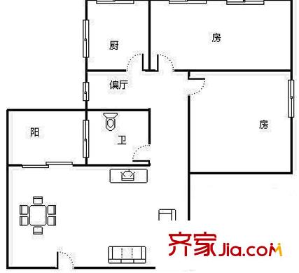 基立下道北小区户型图基立下道北2室户型图 2室2厅1卫1厨