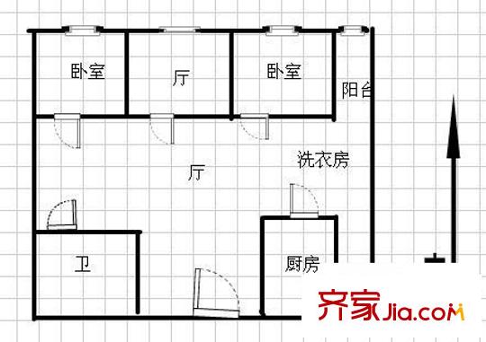 春園小區(qū) 2室 戶型圖