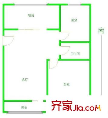 甬興新村 2室1廳1衛(wèi)1廚 戶型圖