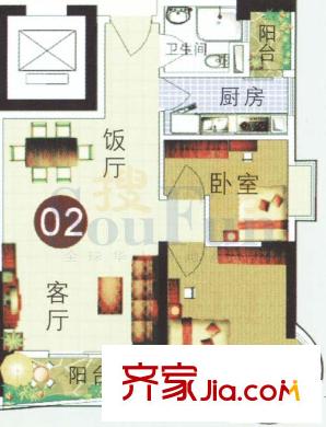 润田雅苑户型图2室2厅户型图 2室2厅1卫1厨