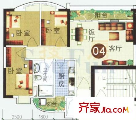 润田雅苑户型图3室2厅户型图 3室2厅1卫1厨
