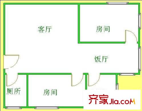 鸿富大厦户型图2室2厅户型图 2室2厅1卫1厨
