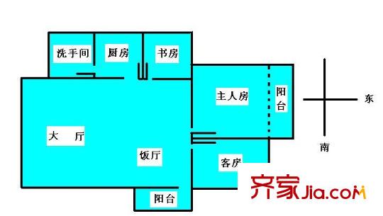 鸿富大厦户型图3室2厅户型图 3室2厅1卫1厨