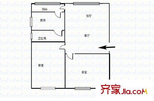 工业路大院 2室 户型图