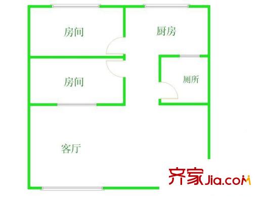 海珠凤凰新村户型图2室1厅户型图 2室1厅1卫1厨