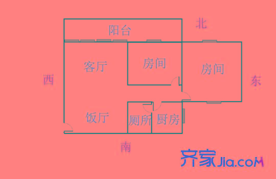 海珠凤凰新村户型图2室2厅户型图 2室2厅1卫1厨