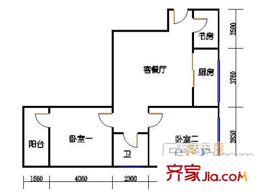 华乐苑户型图3室1厅户型图 3室1厅1卫1厨