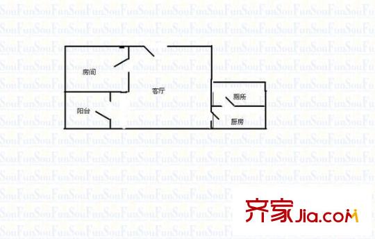 昌岗小区 1室 户型图