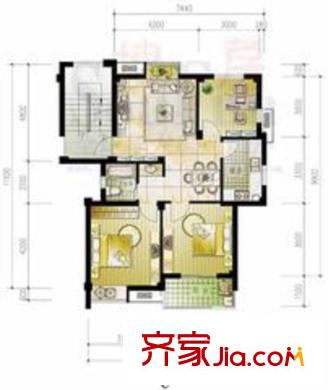 青年才郡戶型圖2房C 3室2廳2衛(wèi)1廚