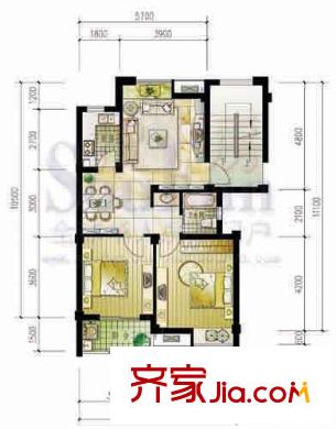 青年才郡戶型圖2房B 2室2廳1衛(wèi)1廚