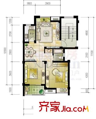 青年才郡戶型圖戶型圖 2室1廳1衛(wèi)1廚