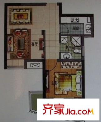 殷家花園 1室1廳1衛(wèi)1廚 戶型圖