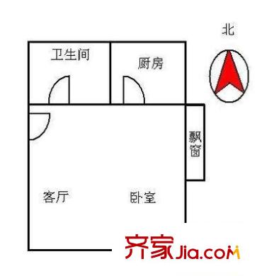 平方米泰大厦户型图1室1厅户型图 1室1厅1卫1厨