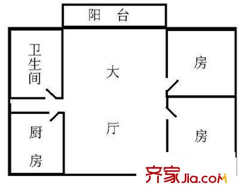 平方米泰大厦户型图2室1厅户型图 2室1厅1卫1厨