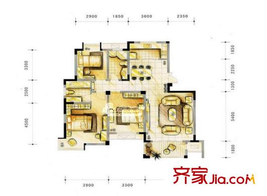 陽光嘉園戶型圖三室 