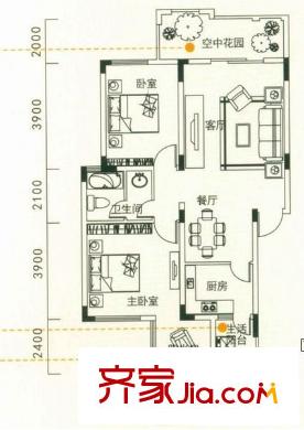泗港小區(qū) 2室2廳1衛(wèi)1廚 戶型圖