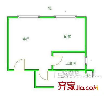 保利麓苑户型图1室1厅户型图 1室1厅1卫1厨