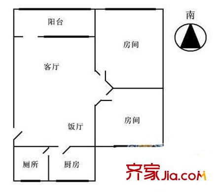 新港东电力设计院宿舍户型图2室2厅 户型图 2室2厅1卫1厨