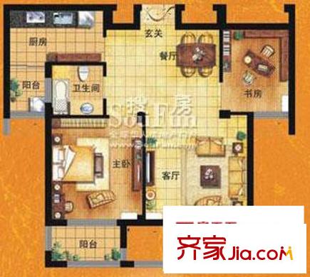 淺水灣蔚藍(lán)水岸戶型圖2室2廳 2室2廳1衛(wèi)1廚