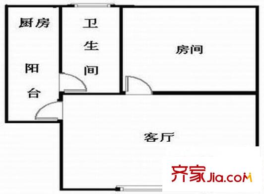 翠怡小区户型图1室1厅户型图 1室1厅1卫1厨