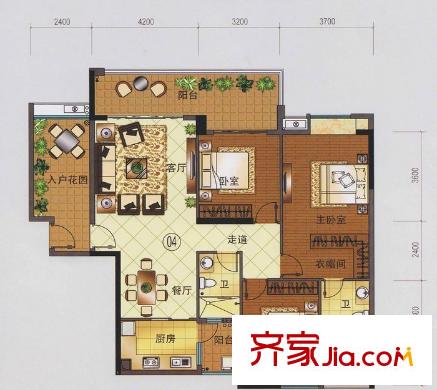 珠光南沙御景户型图珠江南沙御景9栋04单位 3室2厅2卫1厨
