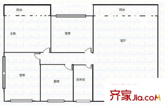 翠怡小区户型图3室2厅户型图 3室2厅1卫1厨