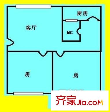 中山大学园西区户型图2室1厅户型图 2室1厅1卫1厨